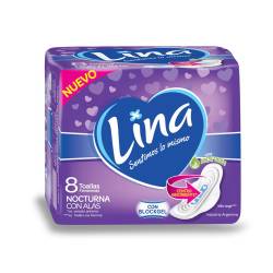 Toalla Higiénica Nocturna con Alas Lina x 8 Un.