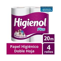 Papel Higiénico Higienol Plus Doble Hoja 20 M 4 Un.