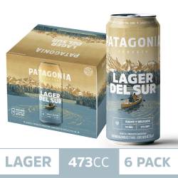Cerveza Lager del Sur x 6 Un.Patagonia x 473 cc.