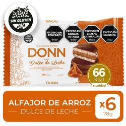 Alfajor de Arroz Relleno Dulce de Leche Sin Tacc Donn x 78 g.