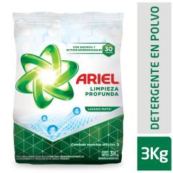 Jabón en polvo Ariel Limpieza Profunda Baja Espuma 3kg