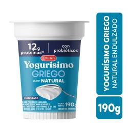 Yogur Griego Natural Endulzado Yogurísimo x 190 g.