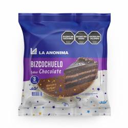 Bizcochuelo Chocolate Redondo 3 Capas La Anónima x 370 g.