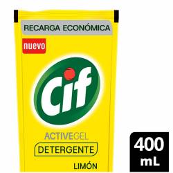 Detergente Líquido Active Gel Limon Doy Pack Cif x 400 cc.
