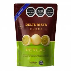 Bombón Chocolate Blanco Relleno Pistacho Doy Pack Delturista x 114 g.