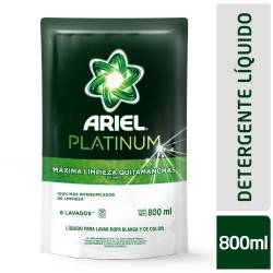 Jabón Líquido Ropa Baja espuma Platinum Doy Pack Ariel x 800 cc.