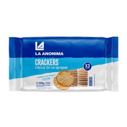 Galletitas Cracker Marineras sin Sal x 3 Un. La Anónima x 330 g.