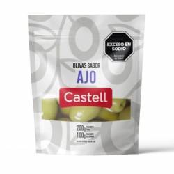 Aceitunas Verdes Enteras sabor Ajo Doy Pack Castell x 200 g.